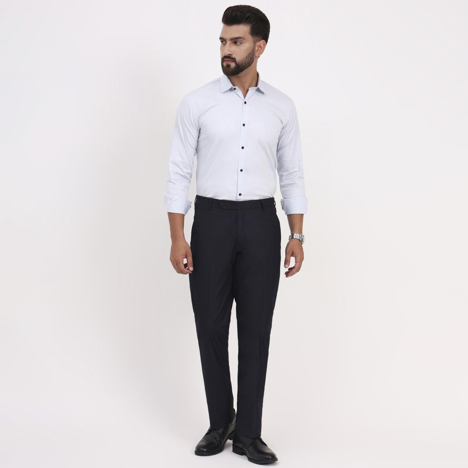 Men's Solid Full Sleeves White Shirt - Image 8
