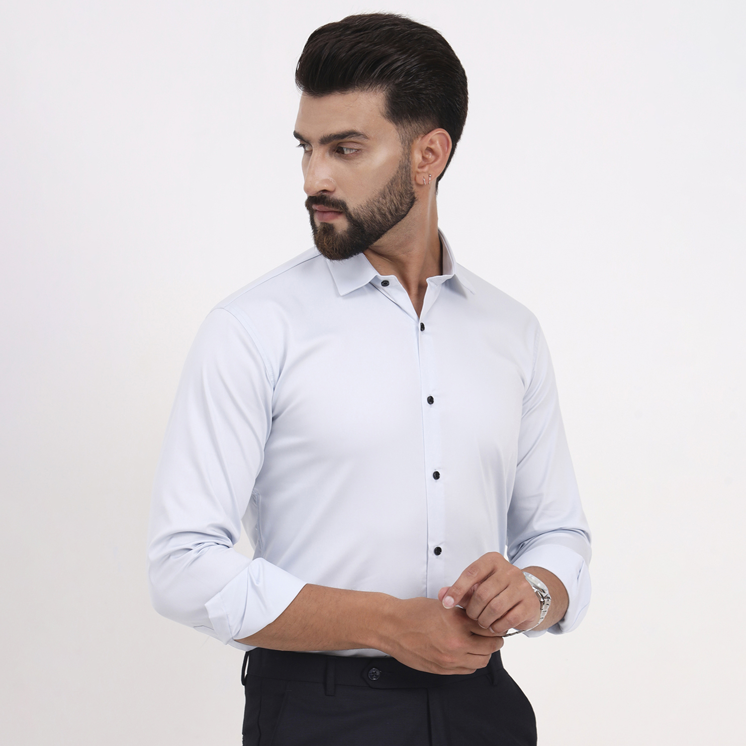 Men's Solid Full Sleeves White Shirt