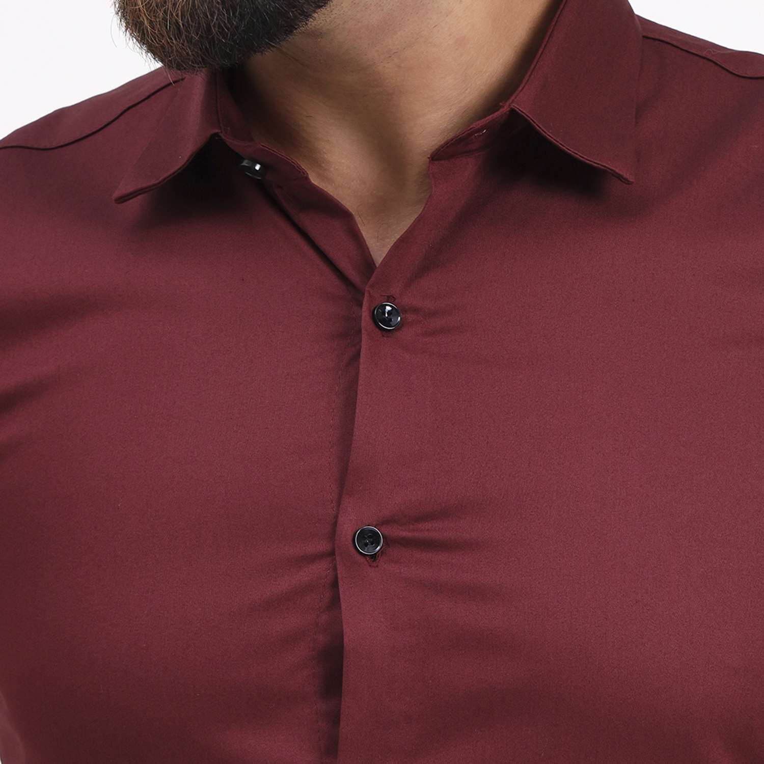 Men's Solid Full Sleeves Wine Color Shirt - Image 4