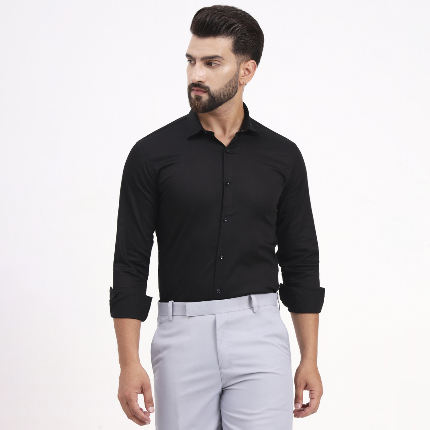 Men's Black Regular Fit Formal Shirt - Image 6