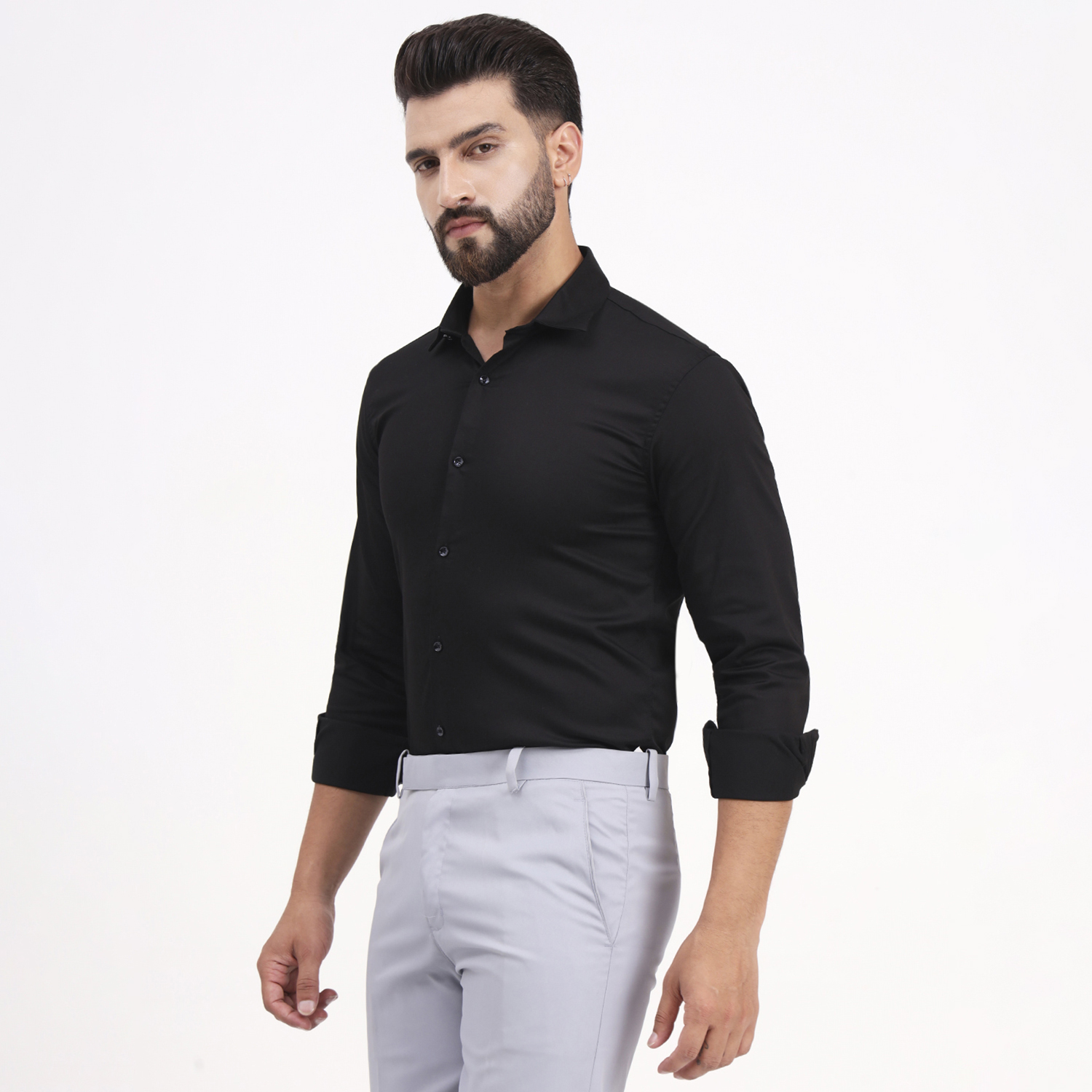 Men's Black Regular Fit Formal Shirt - Image 8