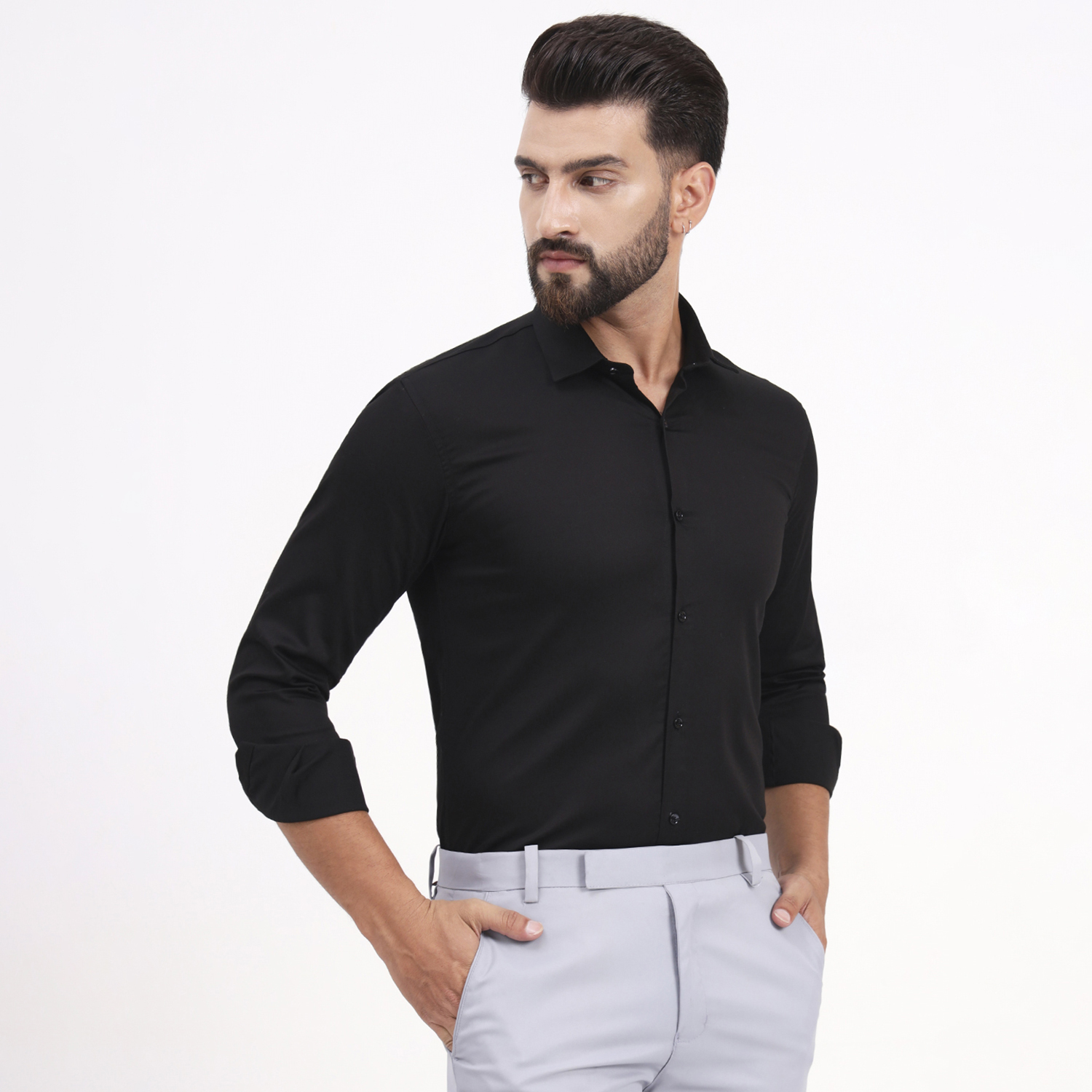 Men's Black Regular Fit Formal Shirt