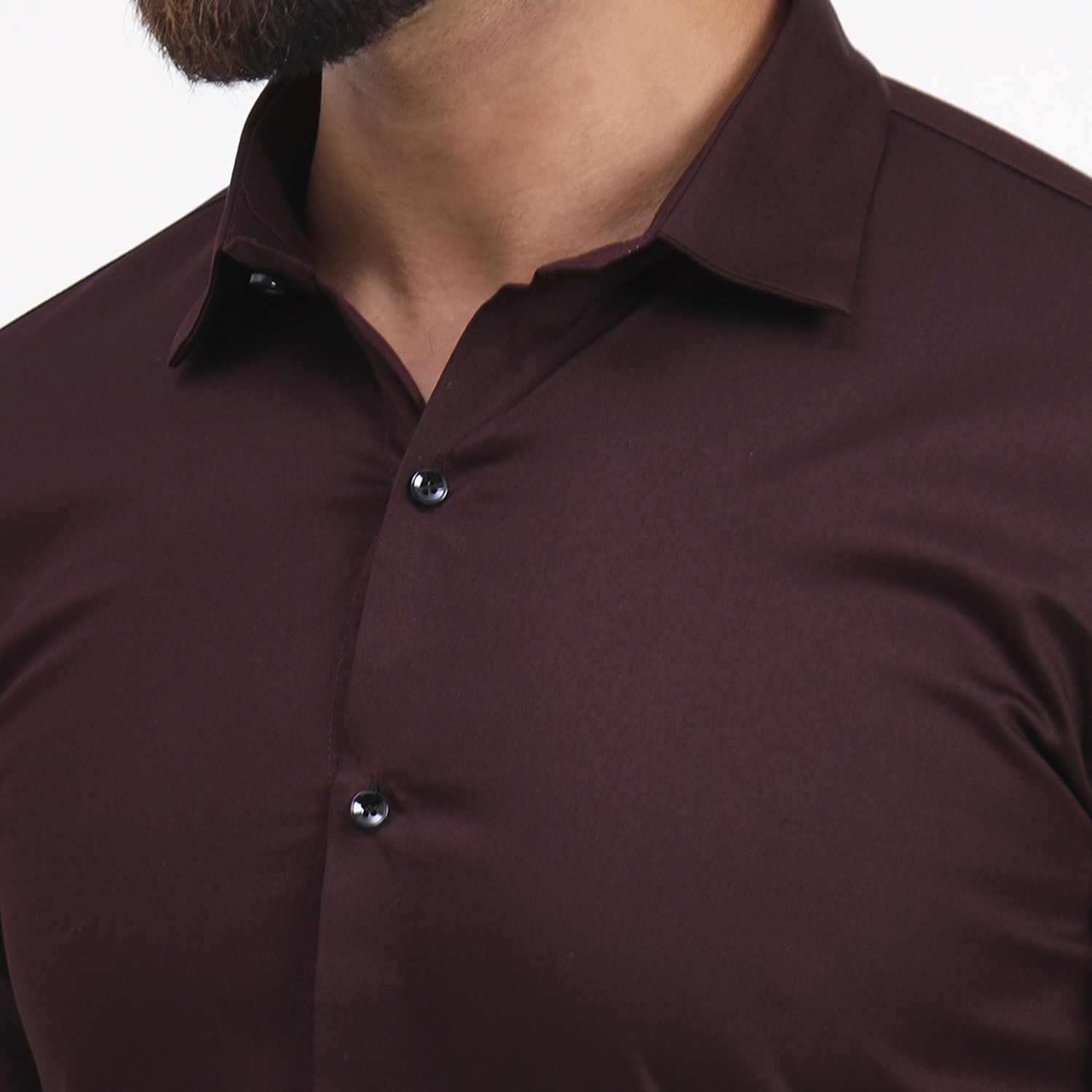 Men’s Solid Full Sleeves Dark Maroon Shirt - Image 4