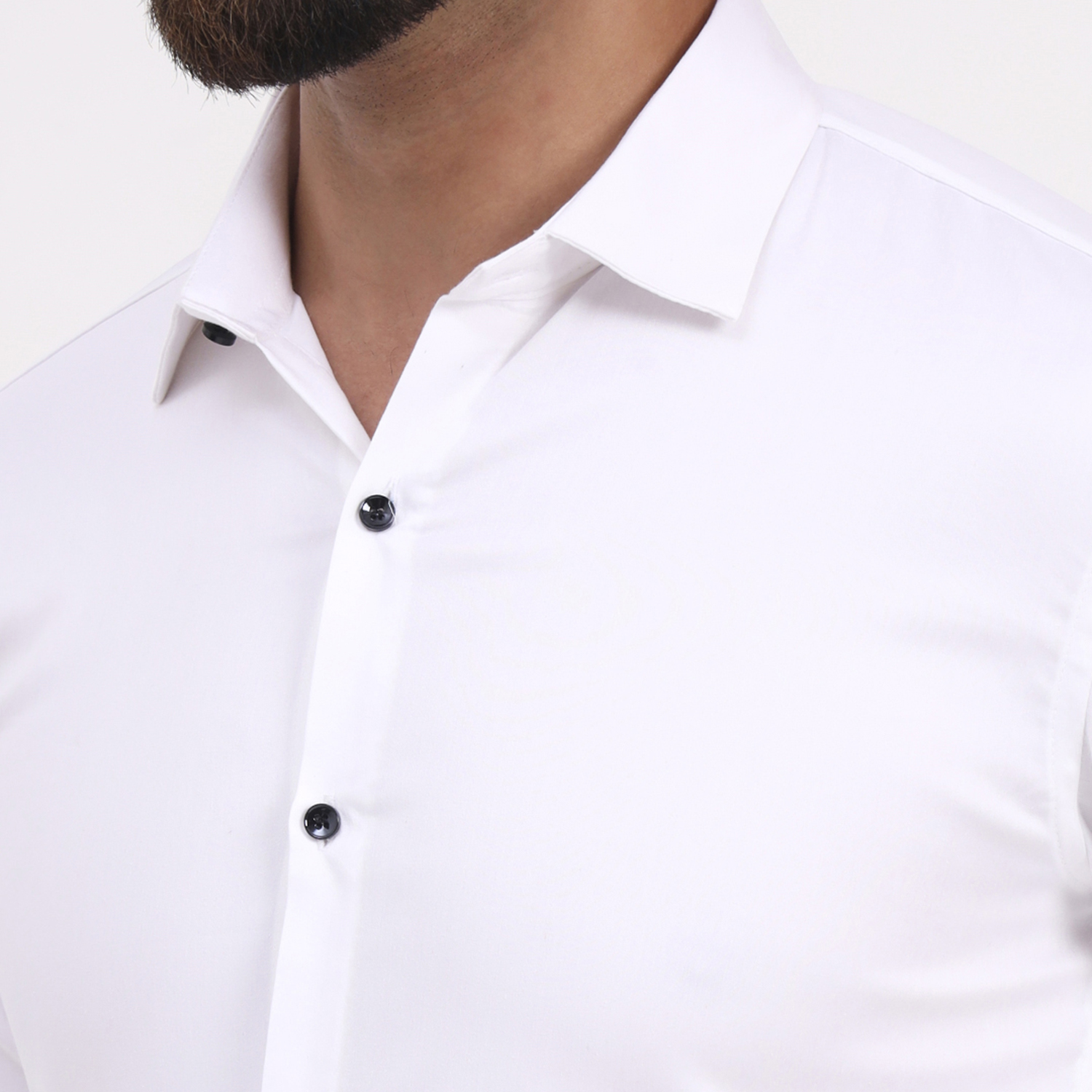 Men's White Satin Casual Solid Regular Fit Full Sleeves Shirt with Spread Collar - Image 4