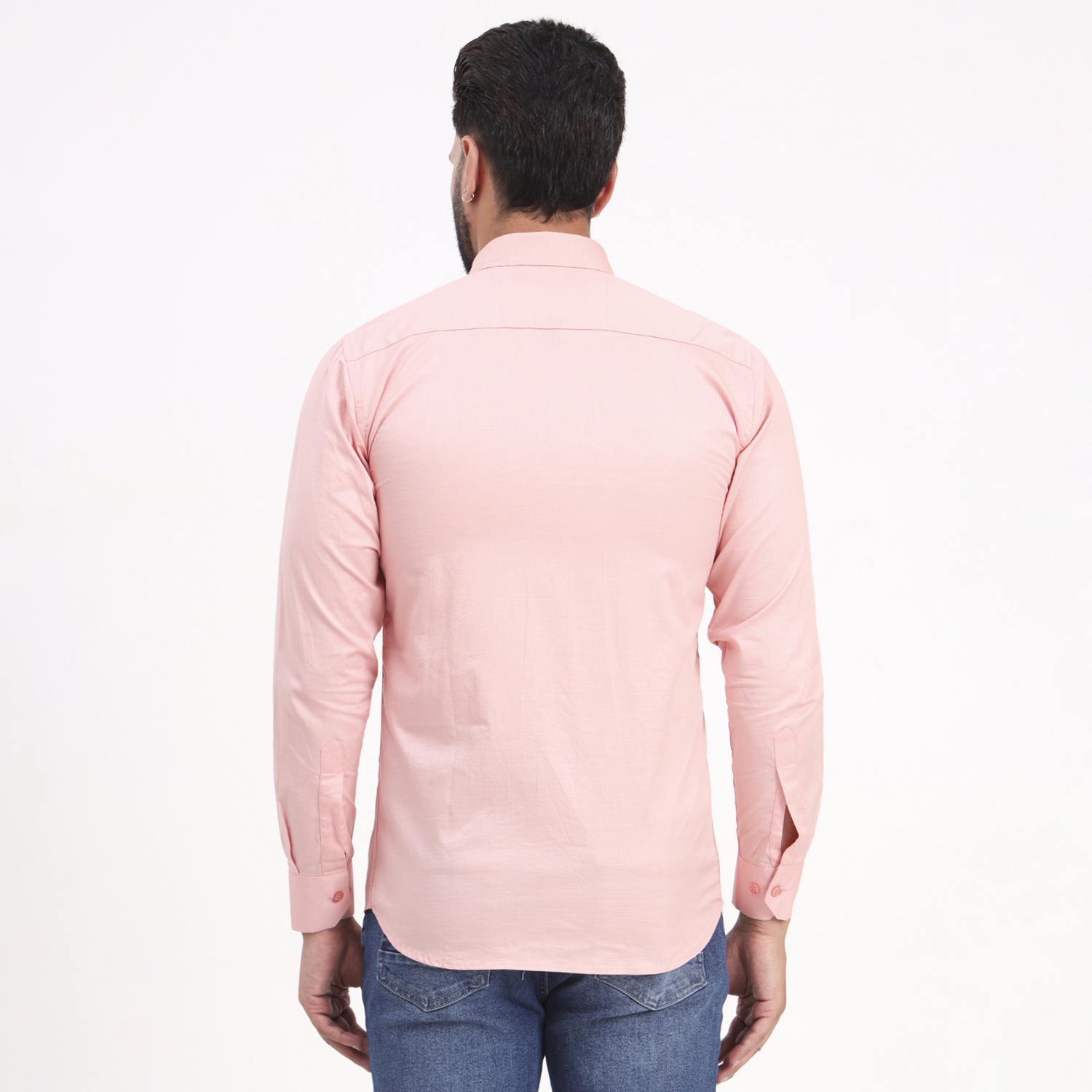 Men's Pink Satin Casual Solid Regular Fit Full Sleeves Shirt with Spread Collar - Image 8