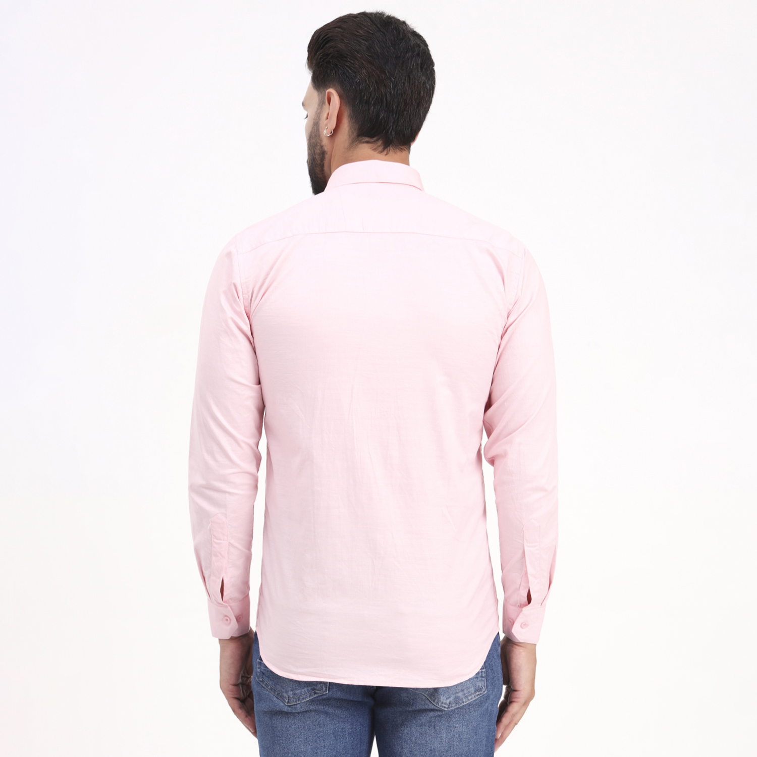 Men's Pastel Pink Satin Casual Solid Regular Fit Full Sleeves Shirt with Spread Collar - Image 2
