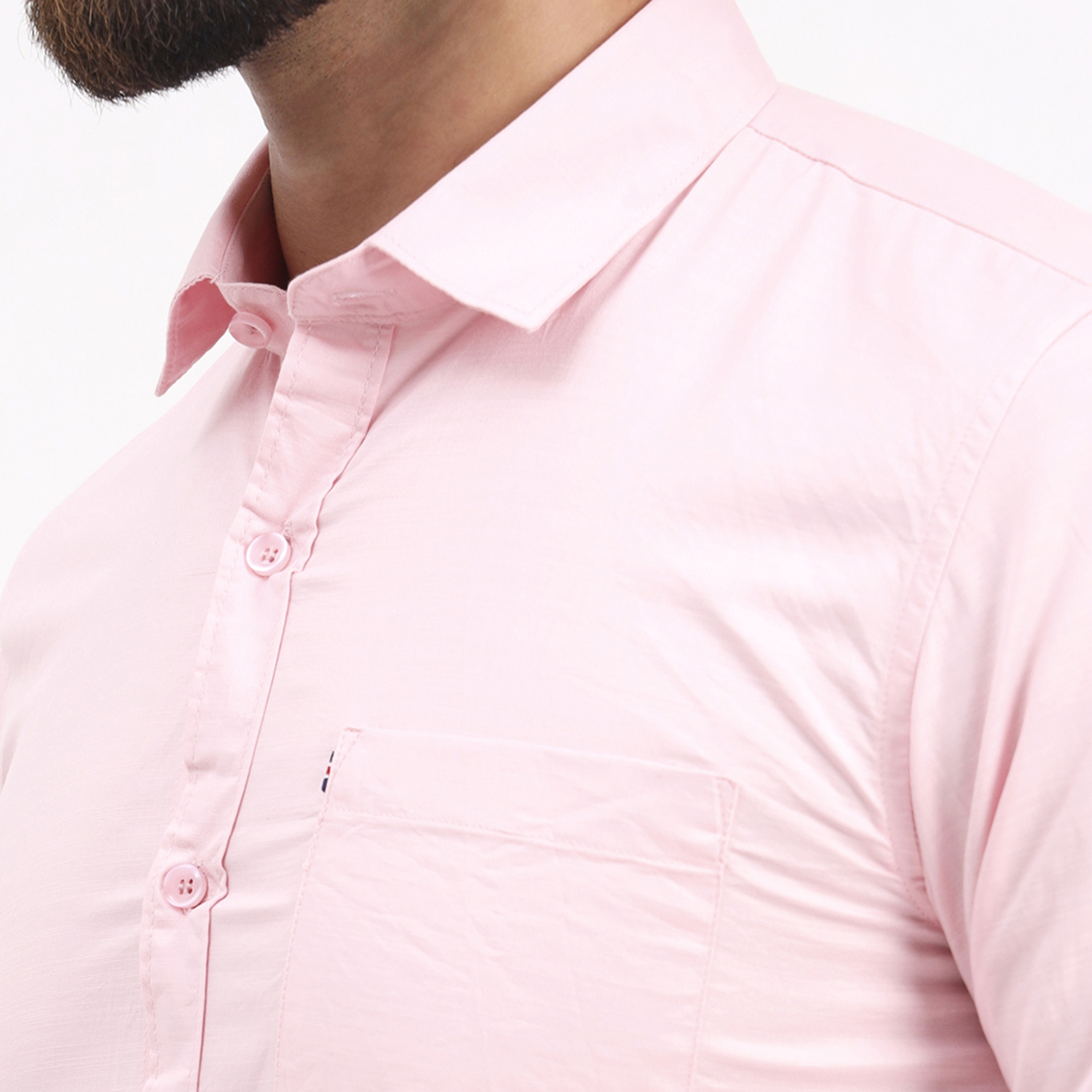 Men's Pastel Pink Satin Casual Solid Regular Fit Full Sleeves Shirt with Spread Collar - Image 5