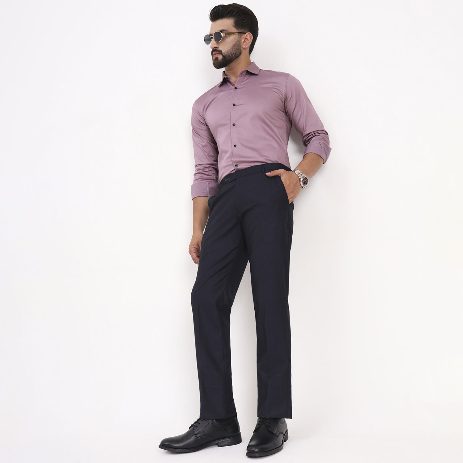 Men's Faded Pink Satin Casual Solid Regular Fit Full Sleeves Shirt with Spread Collar - Image 3