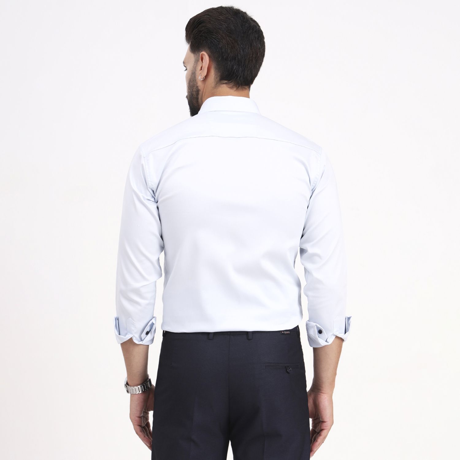 Men's Solid Full Sleeves White Shirt - Image 2