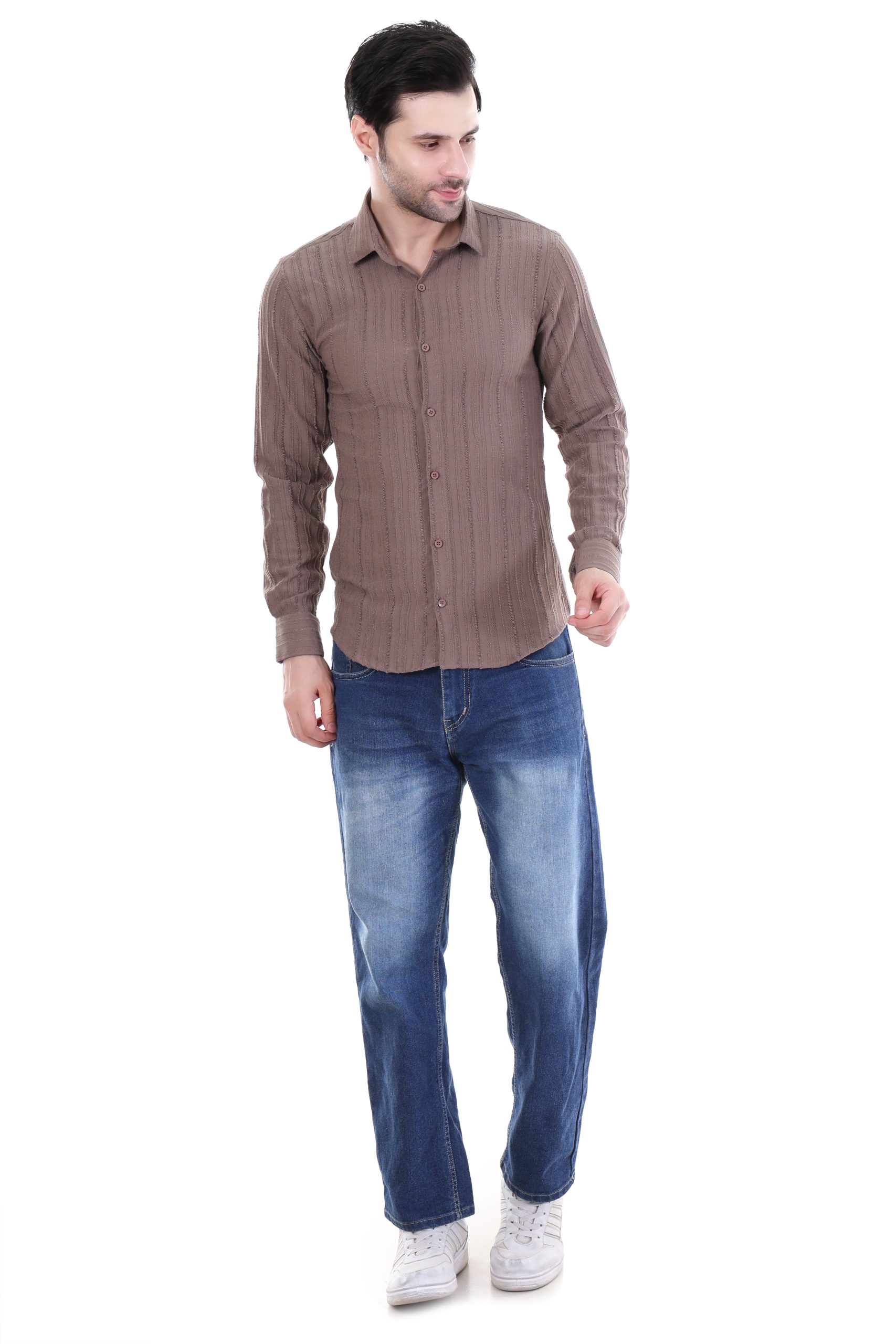 Men’s Textured Regular Fit Shirt – Dorado Color - Image 2