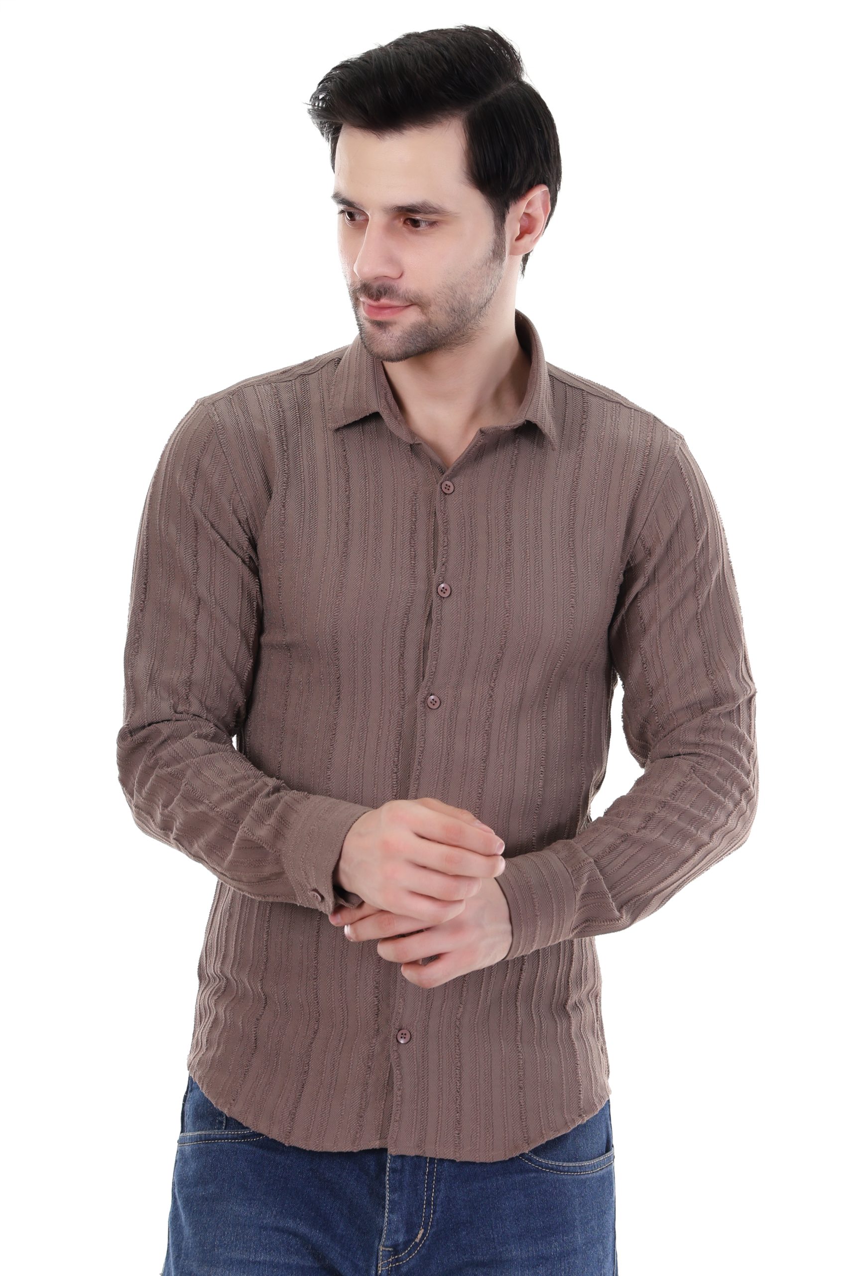 Men’s Textured Regular Fit Shirt – Dorado Color - Image 5