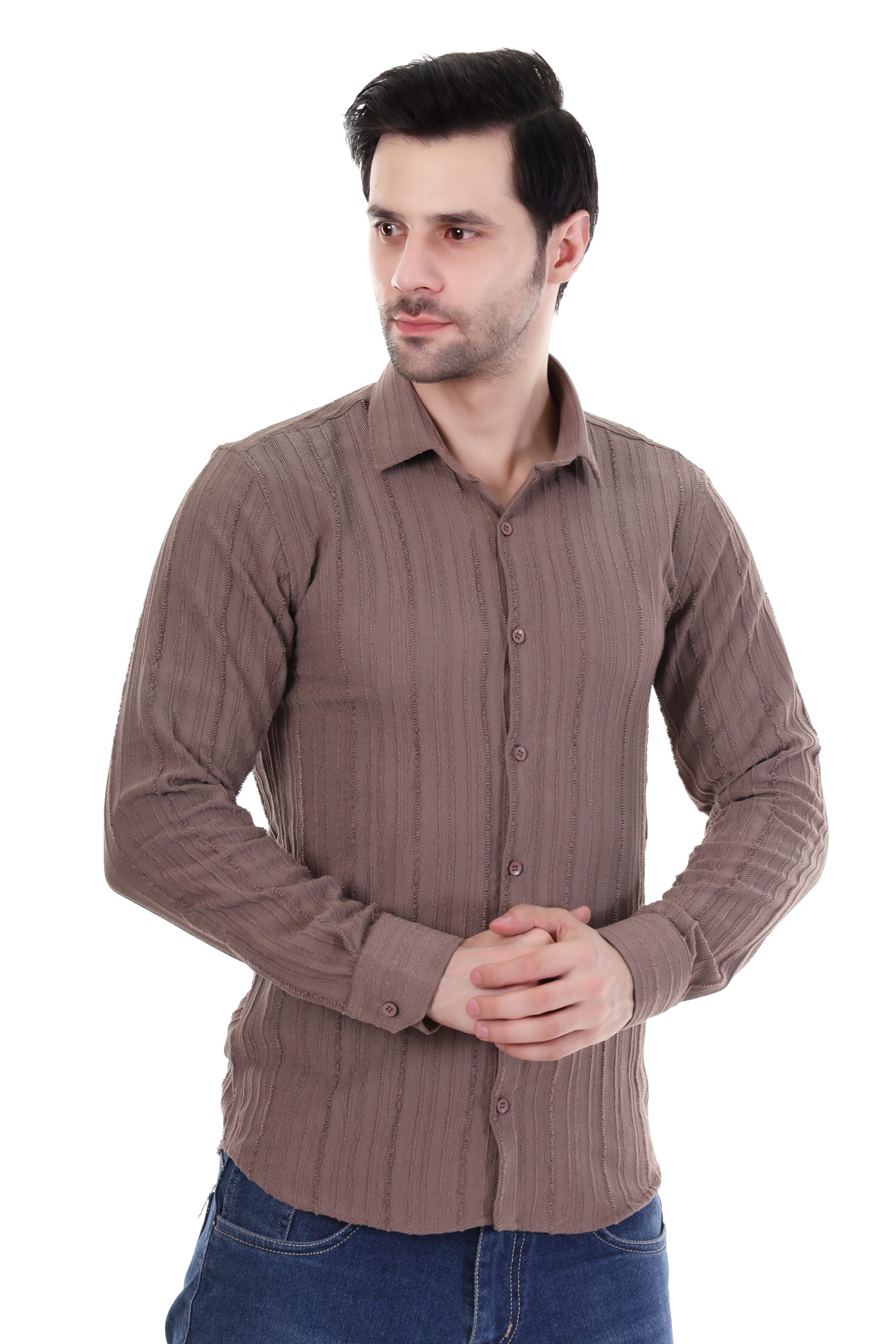 Men’s Textured Regular Fit Shirt – Dorado Color - Image 3