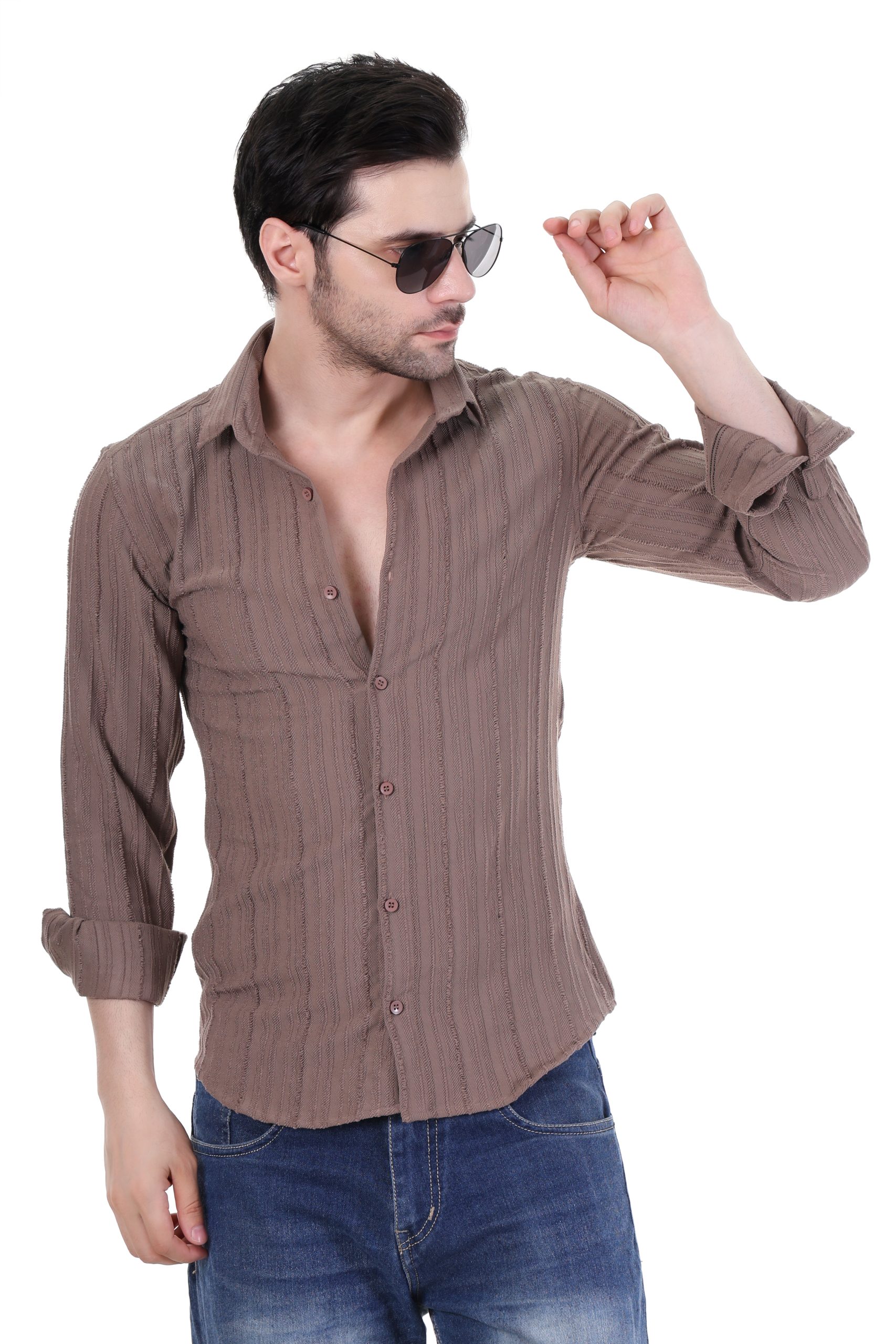 Men’s Textured Regular Fit Shirt – Dorado Color