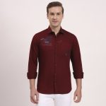 Men's Everyday Solid Slim Fit Full Sleeve Formal Shirt Maroon