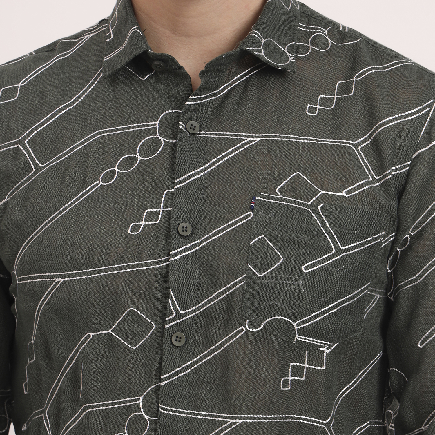 Embroidered Shirts green - Image 4