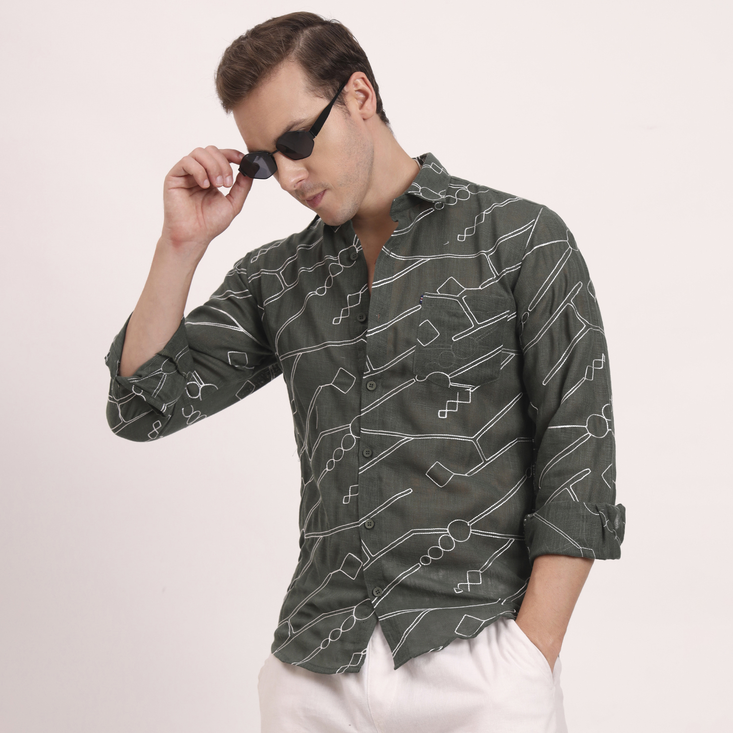 Embroidered Shirts green - Image 2