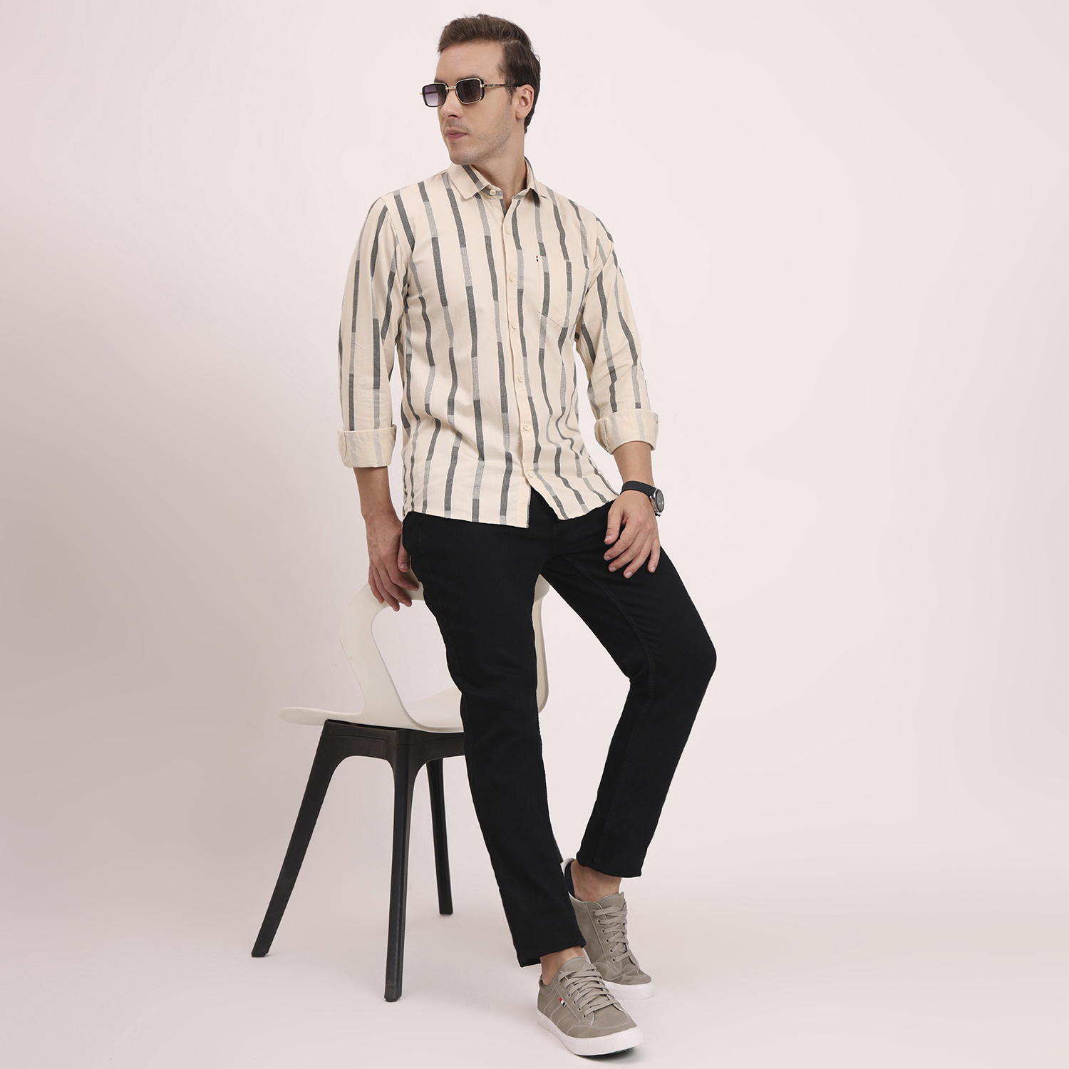 Cotton Casual Printed Striped Stylish Latest T-Shirt for Men - Image 2