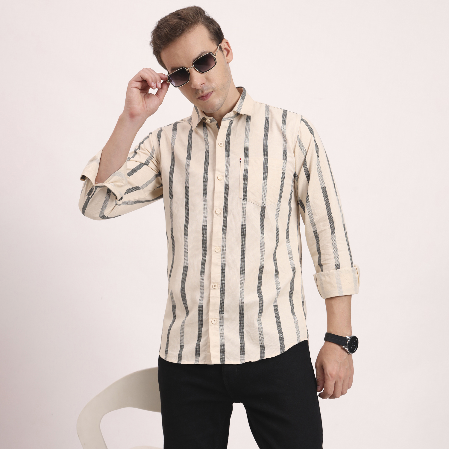 Cotton Casual Printed Striped Stylish Latest T-Shirt for Men - Image 3