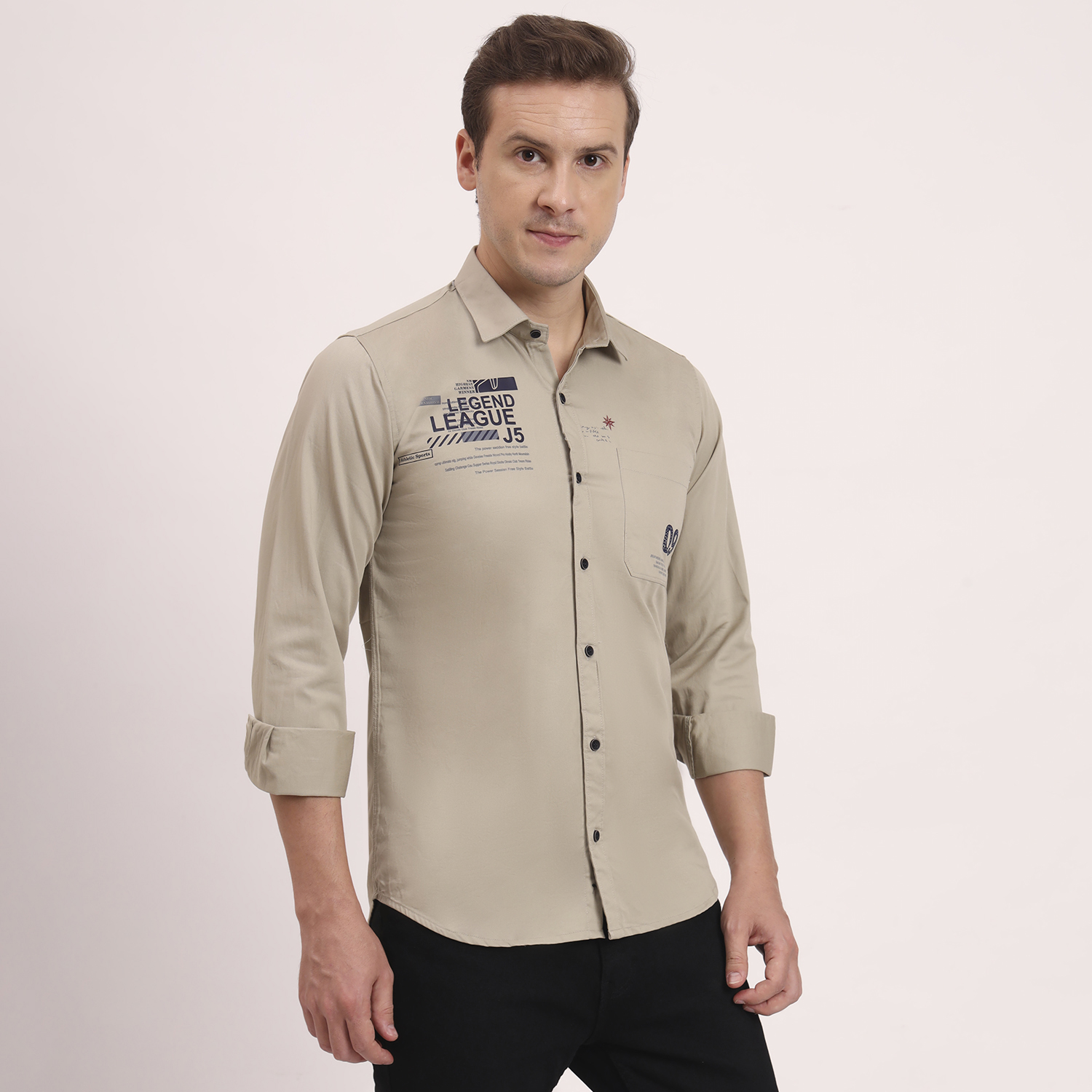 Men’s Cotton Casual Printed Striped Stylish T-Shirt – Grey - Image 4