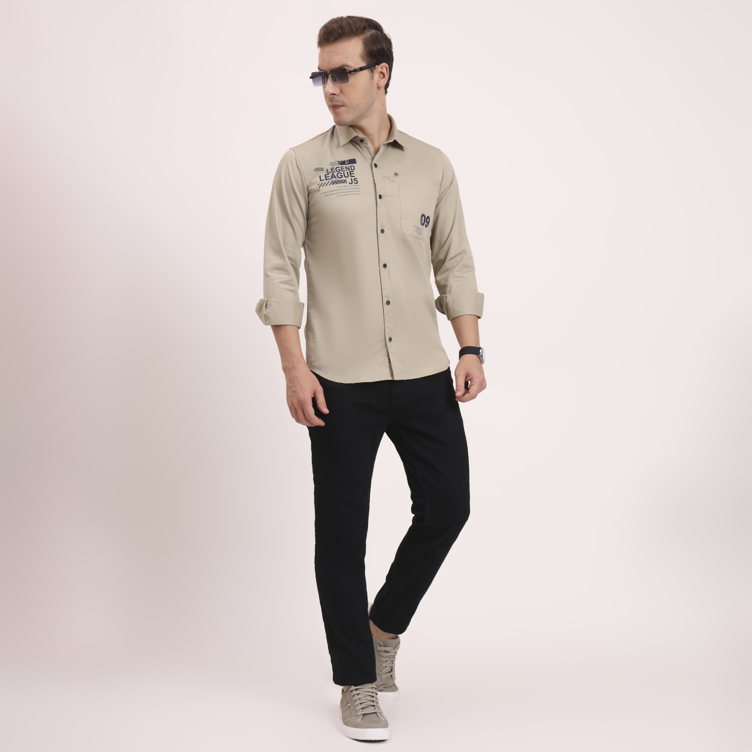 Men’s Cotton Casual Printed Striped Stylish T-Shirt – Grey - Image 2