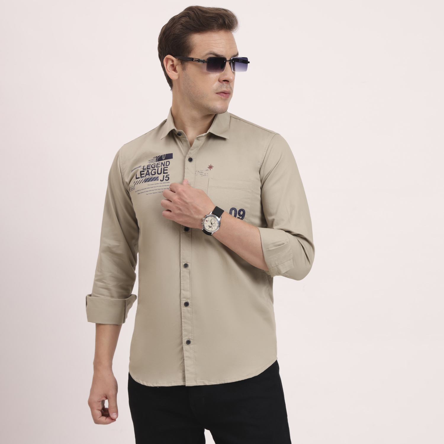 Men’s Cotton Casual Printed Striped Stylish T-Shirt – Grey